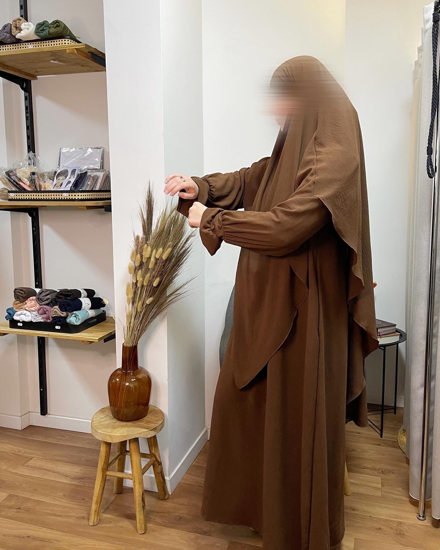 Ensemble Abaya manche boutonnée & khimar simple jazz