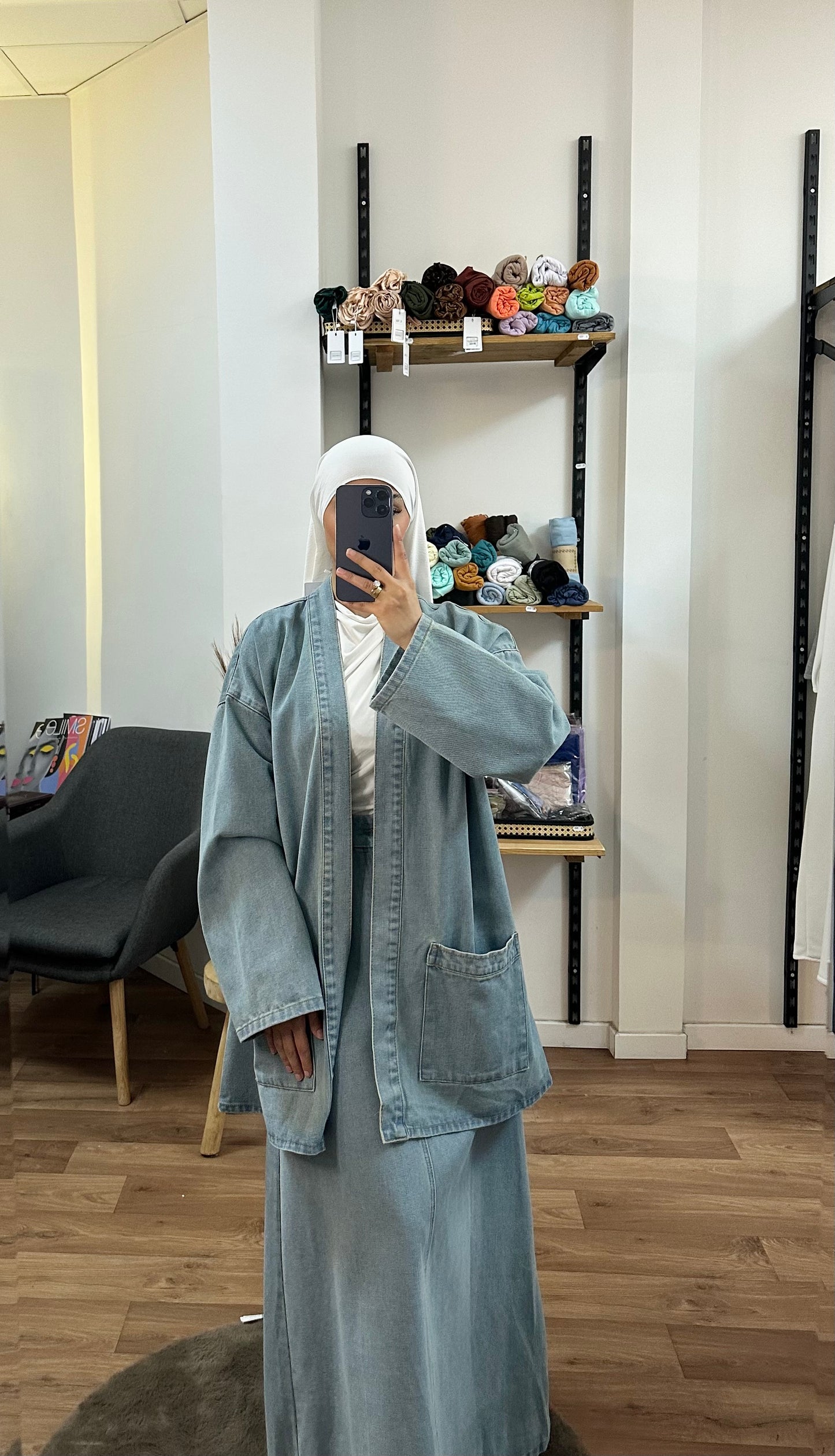 Ensemble denim kimono