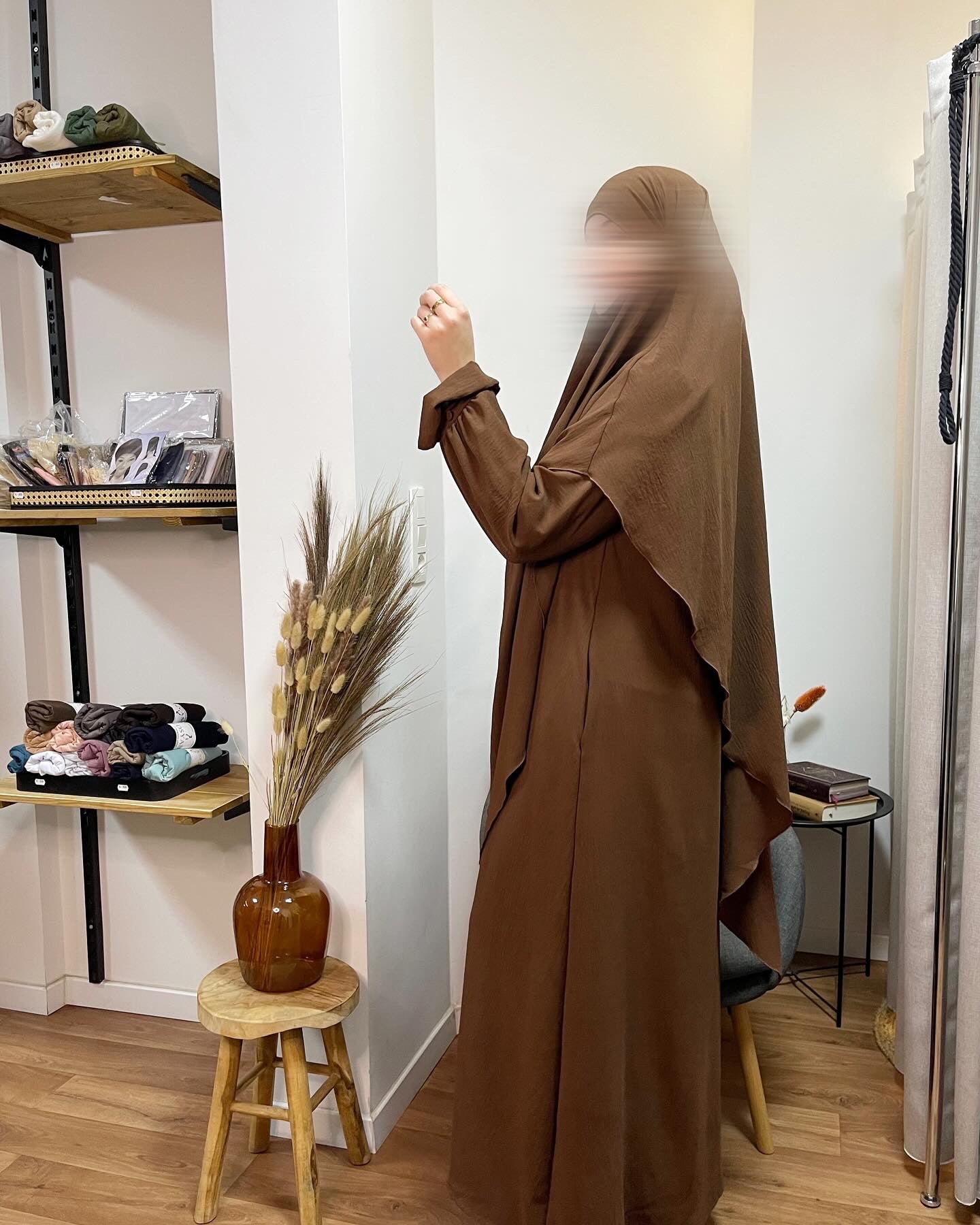 Ensemble Abaya manche boutonnée & khimar simple jazz
