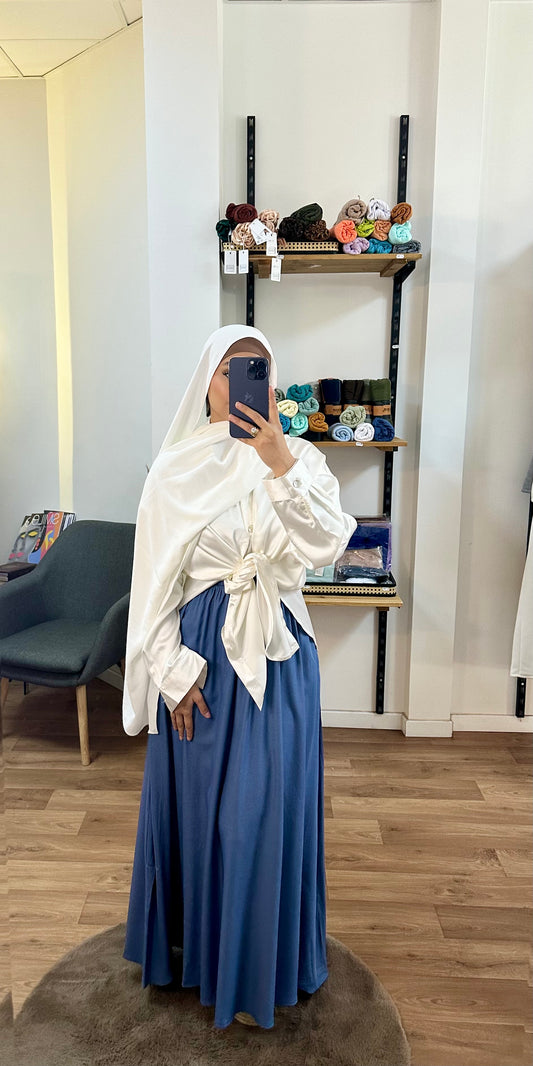 Chemise satinée blanche