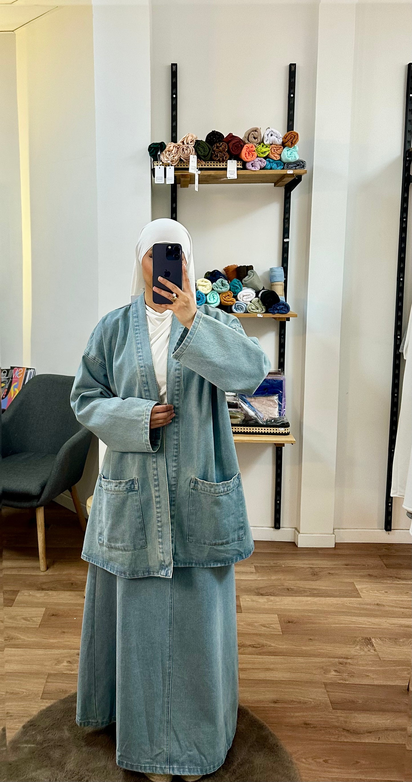 Ensemble denim kimono