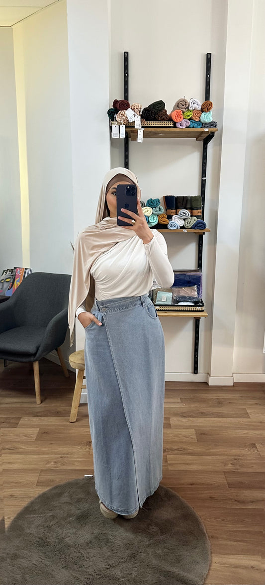Jupe denim portefeuille