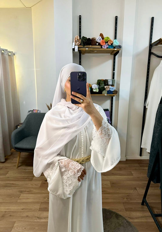 Jellaba manche dentelle