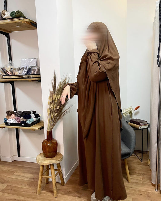 Ensemble Abaya manche boutonnée & khimar simple jazz