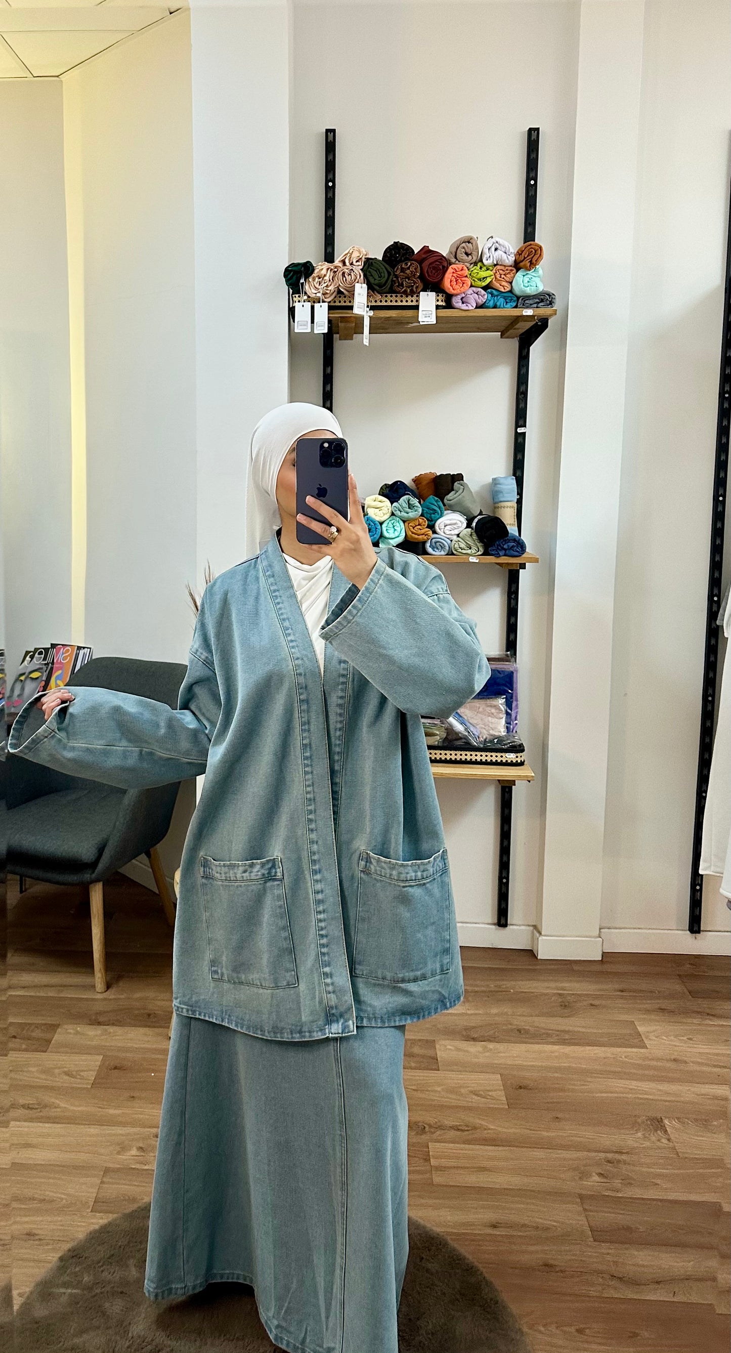 Ensemble denim kimono