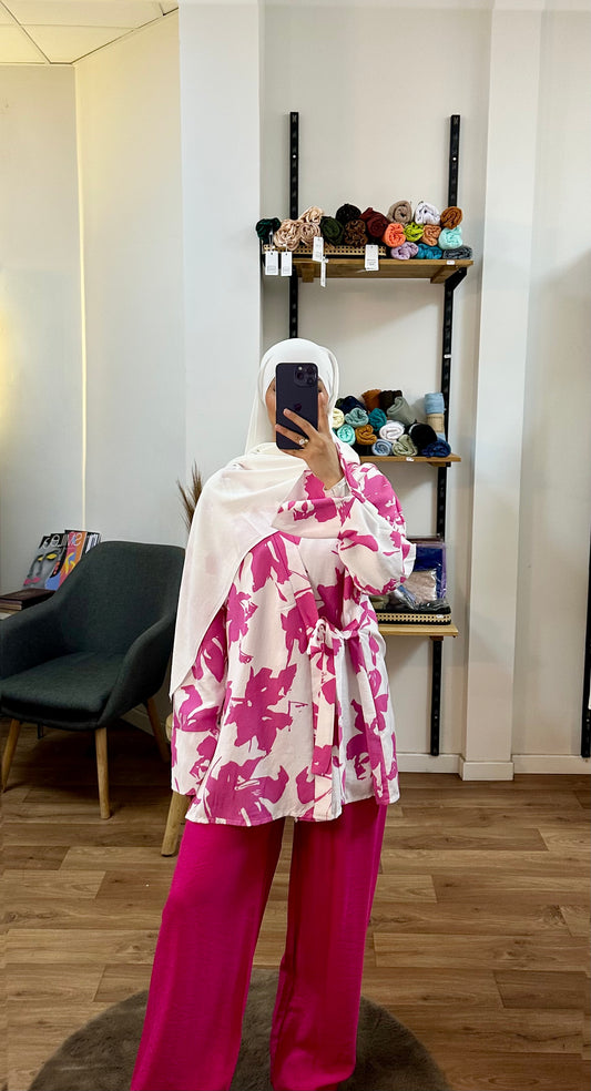 Ensemble style kimono fleuri