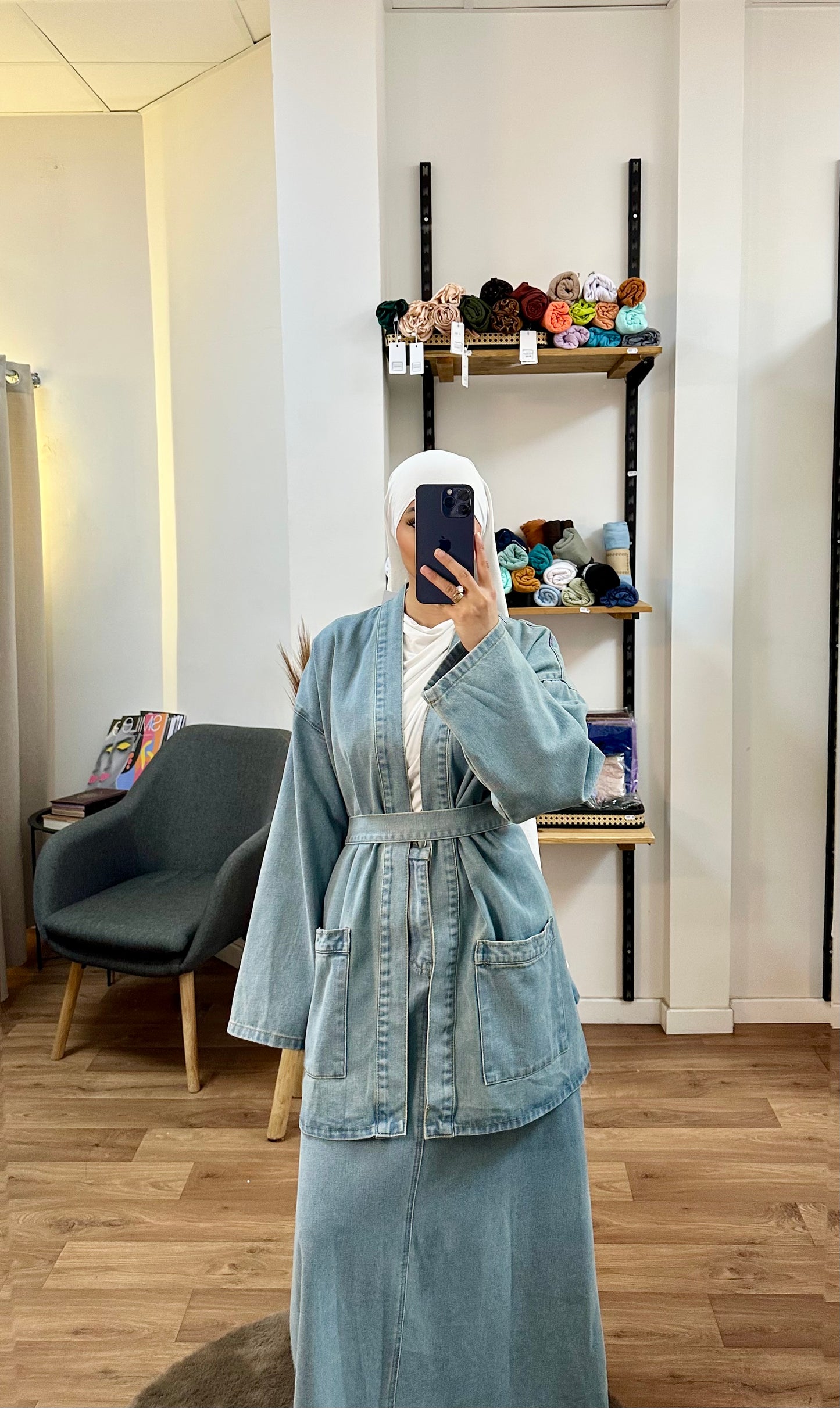 Ensemble denim kimono