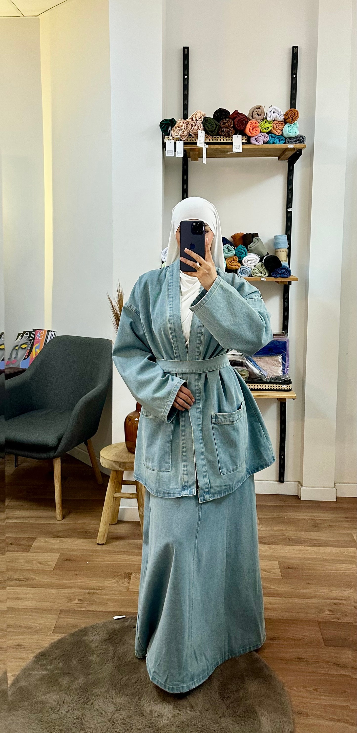 Ensemble denim kimono