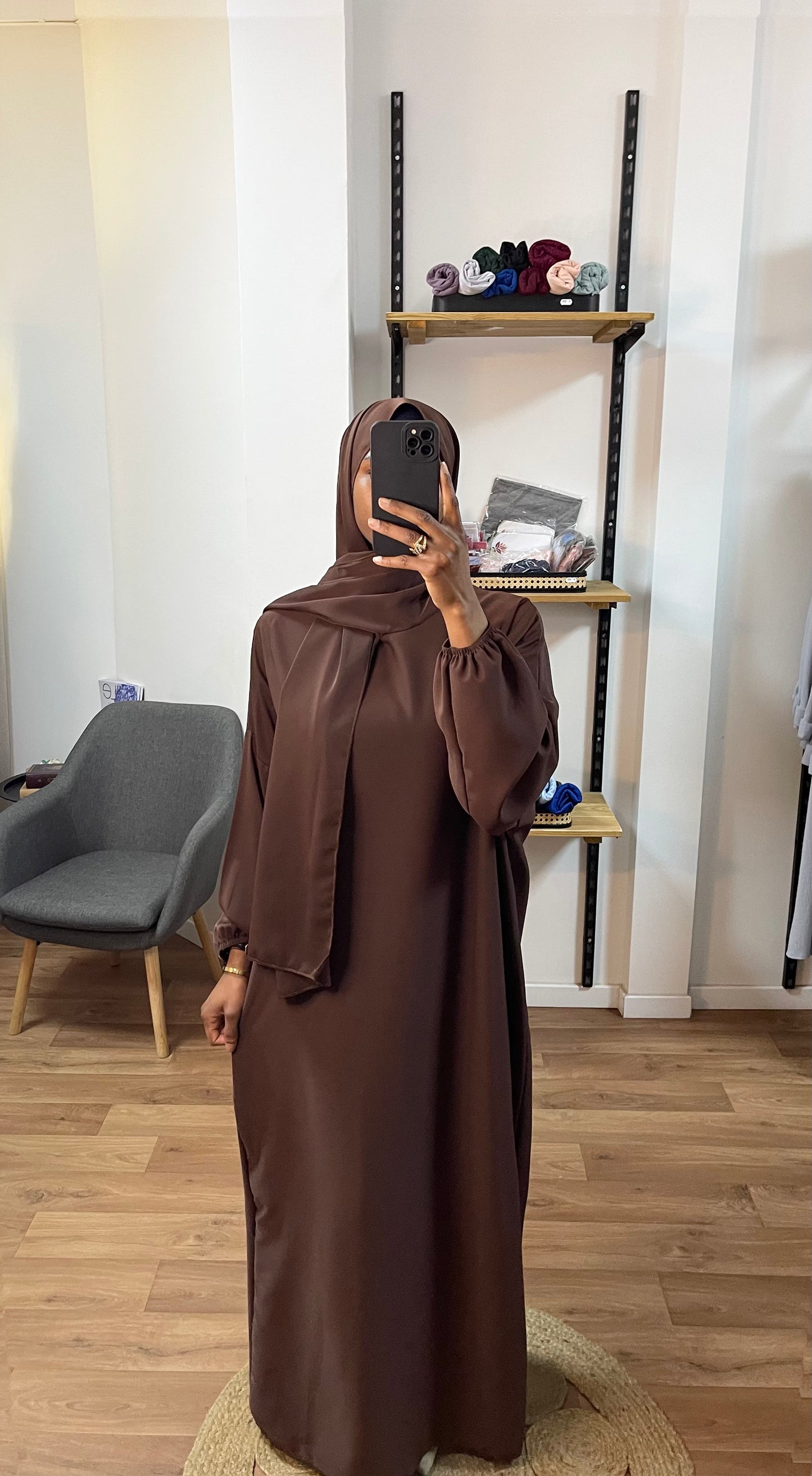 Abaya avec voile intégré