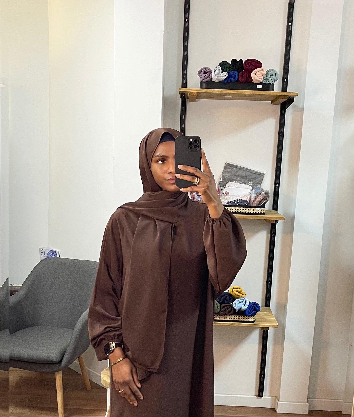 Abaya avec voile intégré