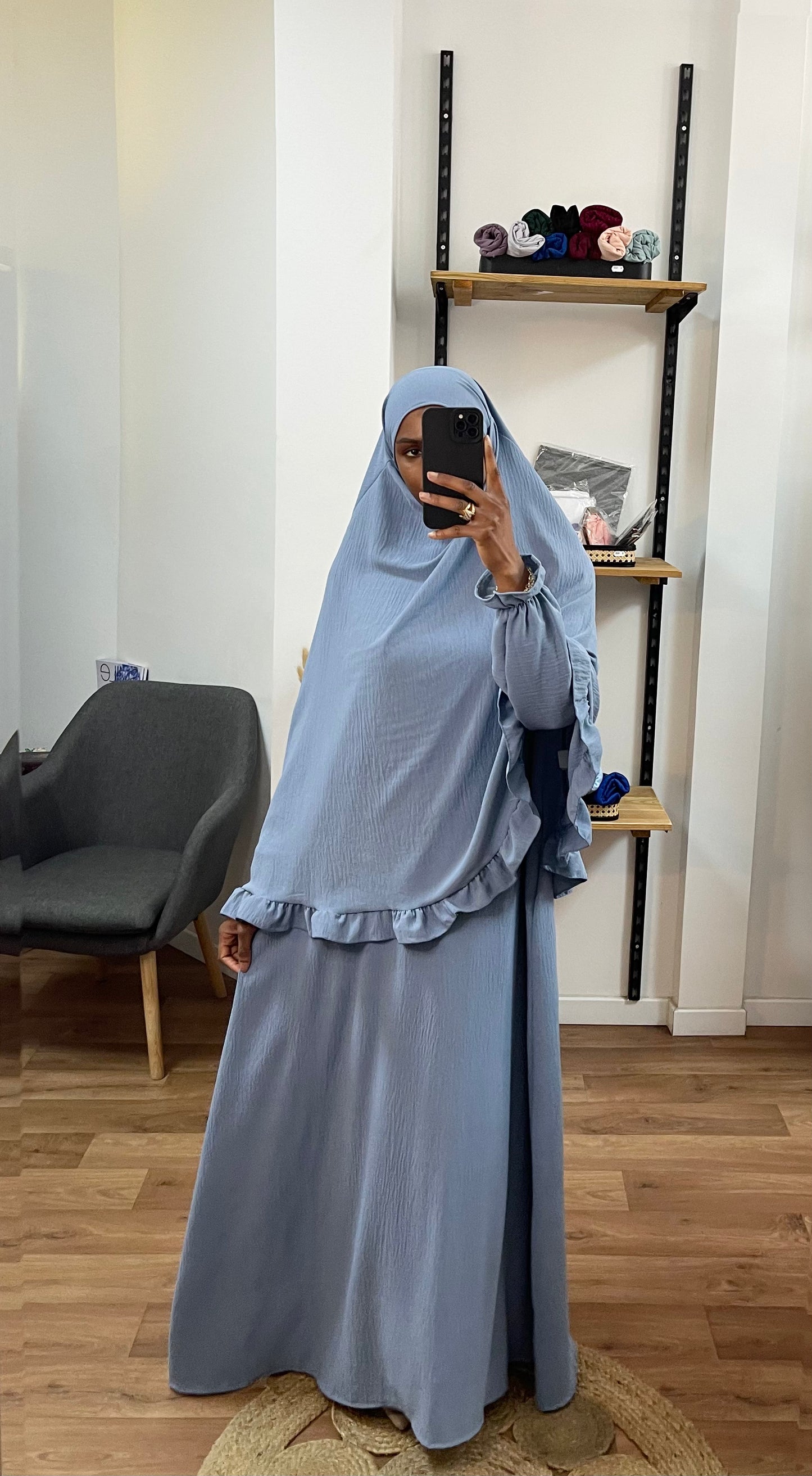 Ensemble Abaya & khimar ondulé jazz