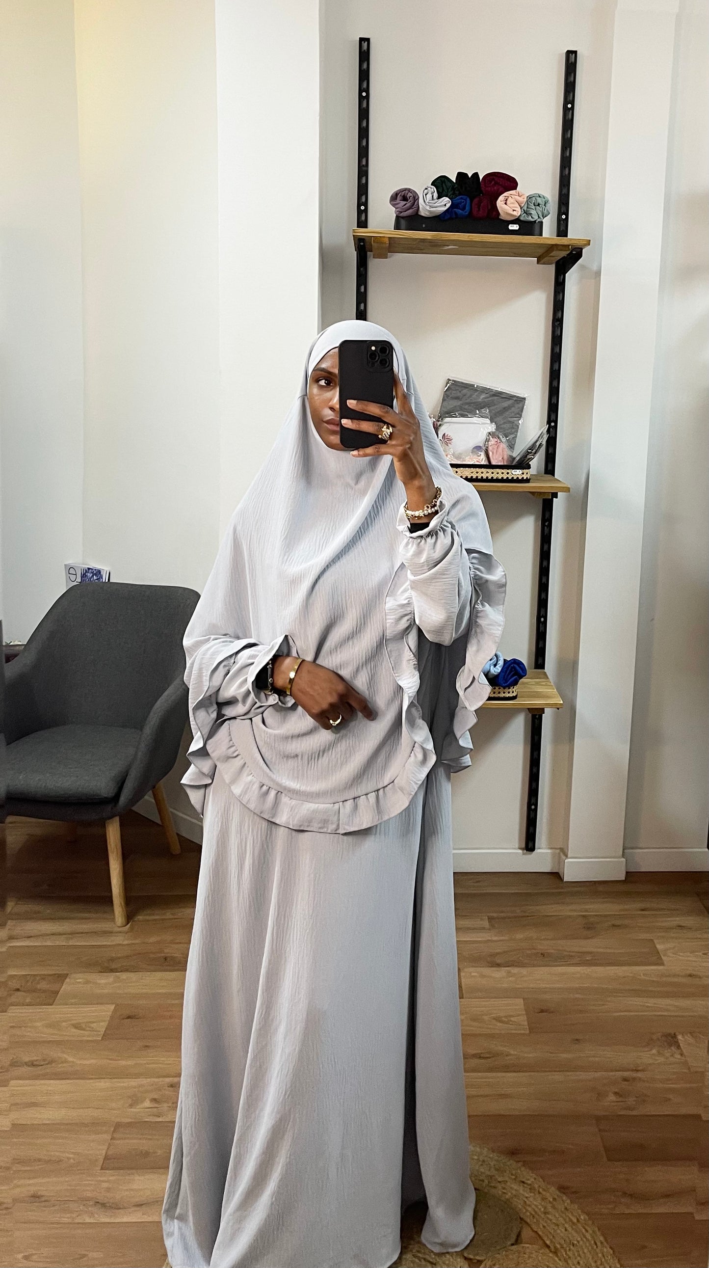 Ensemble Abaya & khimar ondulé jazz