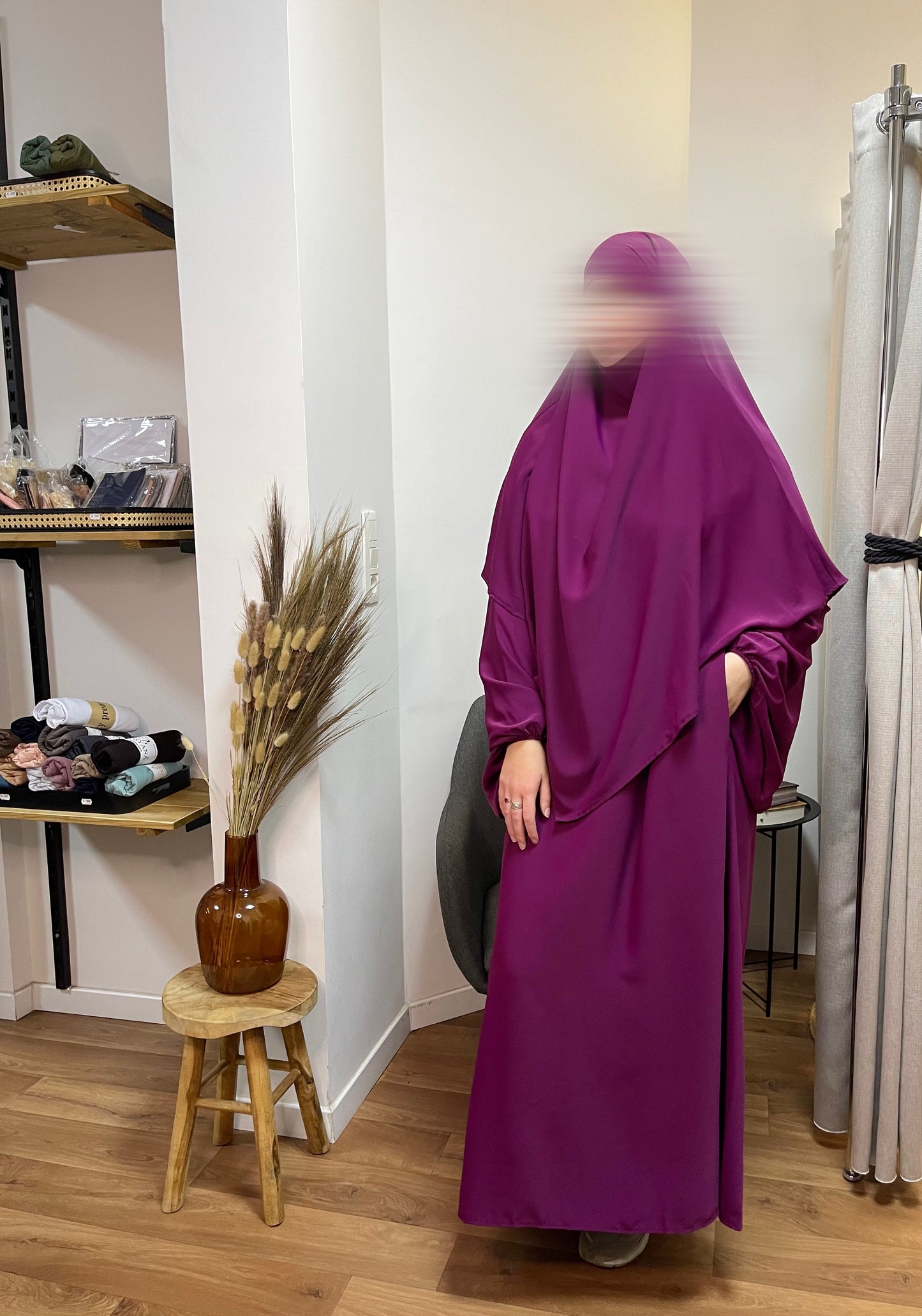 Ensemble Abaya & khimar soie de Médine