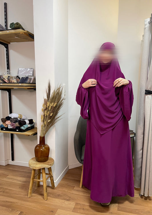 Ensemble Abaya & khimar soie de Médine